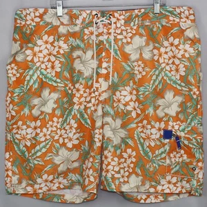 Lands' End Men's 2XL Sz 44-46 Swim Shorts Orange with Multicolored Floral Design - Picture 1 of 8
