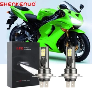 LED Headlight Bulbs For Kawasaki Ninja ZX6RR 2003-2006 6000K High Power Qty2 - Picture 1 of 11
