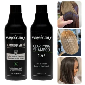 Brazilian Keratin Hair Treatment Straightening Nanobeauty Diamond Kit 250ml each - Picture 1 of 10