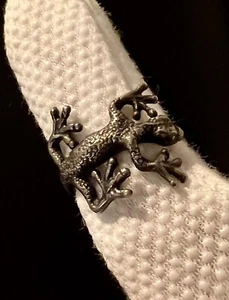 Salamander Gecko oxidierter Sterlingsilber Handwerkerring Gr.-5,75 3,1-gr - Bild 1 von 9