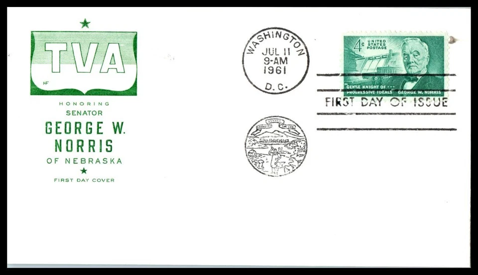 1961 George W. Norris Congress Sc 1184 FDC with House of Farnam cachet - Image 1 of 1