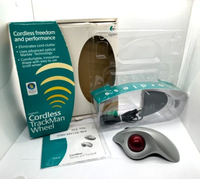 LOGITECH Cordless Wireless TrackMan Wheel TRACK BALL Computer Mouse (READ) - Image 1 of 4