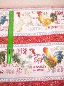 100% cotton quilt fabric CHICKEN ROOSTER EGG material 2.5yd Danhui Nai paisley - Picture 1 of 9