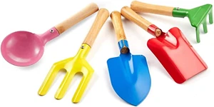 Kids Gardening Tools Set 5PCS Gardening Tools for Kids Metal with Sturdy Wooden - Picture 1 of 12