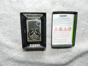 ZIPPO FLAME SKULLS WINGS BLACK ICE ZIPPO Lighter New In Box - Picture 1 of 8