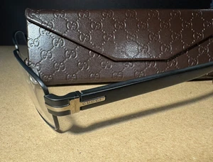 Gucci Rechteckige Brille GG02254 002 Schwarz/Gold 55mm für Rx Neu Original - Bild 1 von 6