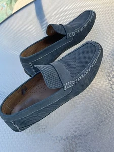 Moreschi Portofino Size 10 Gray Soft Nubuck Perforated Suede Driving Shoes - Picture 1 of 8