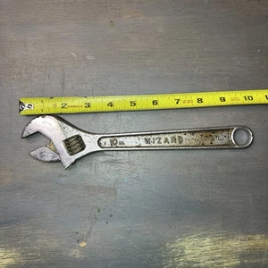 Vintage Silver Finish Wizard 10" Adjustable Wrench, Model #H-2403 Made in USA - Picture 1 of 8