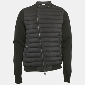 Moncler Black Nylon and Cotton Knit Maglia Tricot Cardigan Jacket L - Picture 1 of 7