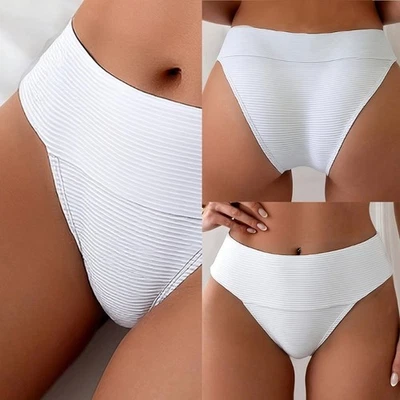 High Waist Tankini Briefs Quick Dry Swimwear Shorts White Beach Pool Essential - Image 1 of 4