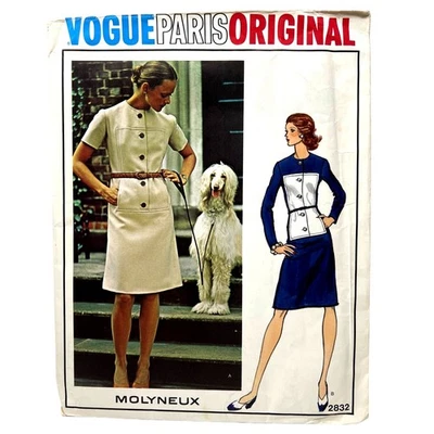 Vogue Paris Original Design MOLYNEUX Vintage Pattern #2832 UNCUT Size 12 Dress - Image 1 of 4