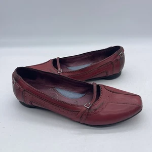 Indigo by Clarks Damenschuhe ca. Größe 7 Mary Jane flache rote Lederschuhe - Bild 1 von 11
