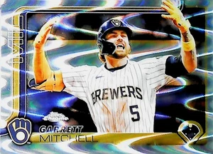 2025 TOPPS CHROME RAYWAVE REFRACTOR #28 GARRETT MITCHELL MILWAUKEE BREWERS - Picture 1 of 2