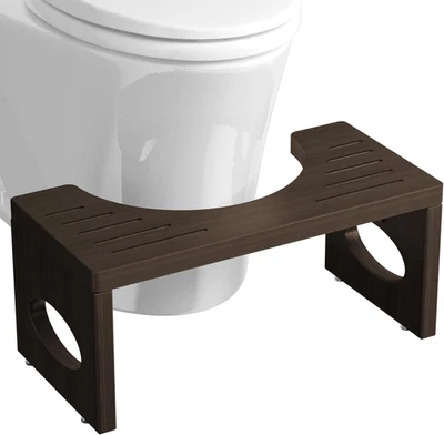 7" Bamboo Toilet Stool, Foldable Poop Stool, Bathroom Step Stool Squat (Brown) - Image 1 of 4