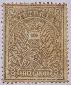 AUSTRALIA VICTORIA CLASSICS 3s Brown Stamp Duty No Gum (€170 with Gum) SG268a - Picture 1 of 3