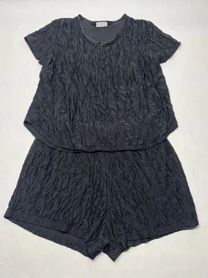 Conjunto de Pantalones Cortos Top De Colección Rosa Negra Arrugada Satén Sensación A Juego Talla 18/20 Whimsigoth Foto 1 de 4