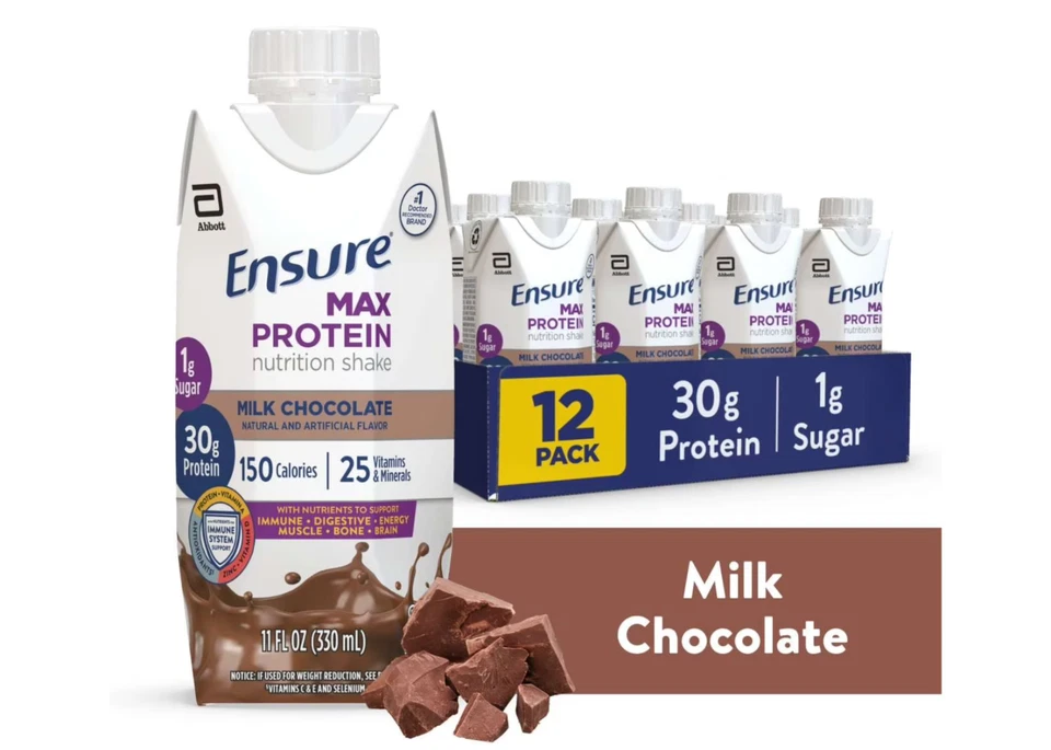 Batido de proteínas Ensure Max, 30 g de proteína, chocolate con leche, 11 fl oz, paquete de 12 Foto 1 de 1