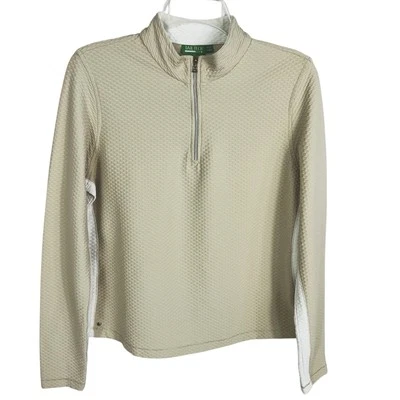 Tail Tech Golf Beige White Textured 1/4 Zip Long Sleeve Pullover Women’s Medium - Image 1 of 4