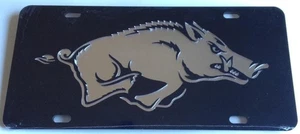Arkansas Razorbacks Black Silver Mirrored Car Tag - Hogs License Plate - Bild 1 von 1