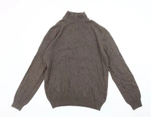 Hackett Men's Brown Wool Full Zip Jumper, Size L - Imagen 1 de 12