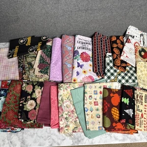 Fabric Scraps Lot Thanksgiving Floral Christmas Steelers Quilt Halloween 3.9 Lbs - Picture 1 of 6