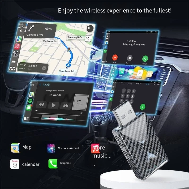 2025USB AutoWireless CarPlay Adapter For Apple Android Wireless Dongle Plug＆Play - Image 1 of 4