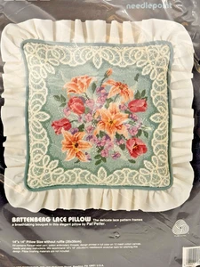 DIMENSIONS 1990 Needlepoint Kit 2380 Battenberg Lace Pillow VTG NEW - Picture 1 of 5