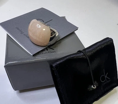 Anillo de plata de ley 925 Calvin Klein hipérbole con piedras preciosas color melocotón talla 6 Foto 1 de 4