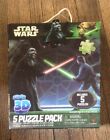 Star Wars Super 3D 5 Puzzle Pack By Cardinal 1-12"x9" 4-6"x9" New
