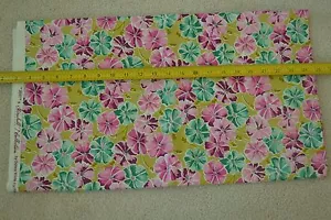 18" Long, Pink & Teal Floral on Olive Quilt, Fabric Traditions/Wilder, C2484 - Picture 1 of 6