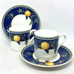 2 Wedgwood Citrons Bone China Espresso Cup Saucer Teacup Demitasse England 1993 - Picture 1 of 18