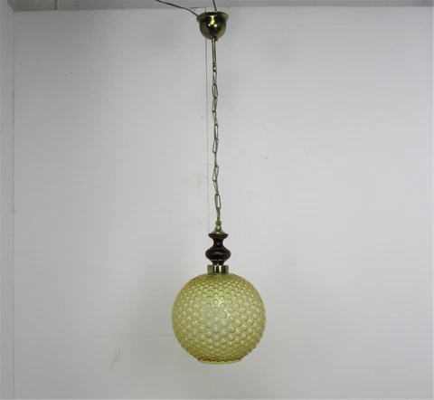 Bubbled Amber Glass Chandelier Pendant Vintage Retro Helena Tynell Style Cover