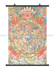 Wheel of Life Tibetan thangka cloth poster wall scroll decorative wall decals - Picture 1 of 2