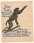 1922 Monkey Drawing Russian Latvian Art I. Sermoskin Ink / paper