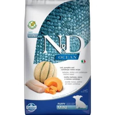 N&D Dog Ocean Kabeljau Kürbis Cantaloupe Melone Welpe Mini 2,5 KG - Bild 1 von 2