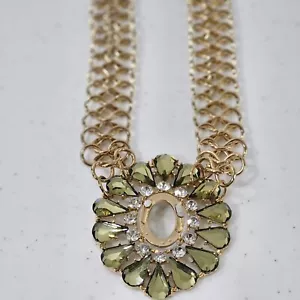 Hannah Collection Grün Strass Gold Modeschmuck Halskette Ohrringe Set - Bild 1 von 15