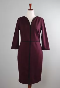 TALBOTS NWT $129 Ponte Stretch Contrast Trim V-Neck Sheath Dress Size 10 - Picture 1 of 6