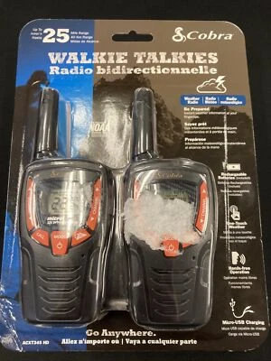 Cobra ACXT345 HD 2 Pack Walkie Talkies 25 Mile Range W/Weather Radio  - Image 1 of 3