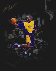 KOBE BRYANT 8 x 10 REPRINT PHOTO & REPRINT AUTOGRAPH ON GLOSSY PHOTO PAPER - Picture 1 of 1