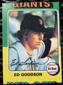 1975 Topps # 322 Ed Goodson San Francisco Giants Card . Extremely Rare Error Cut