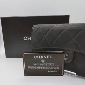 Auth CHANEL Matelasse - Black Lambskin Long Wallet Japan Coco Mark Trifold Card - Bild 1 von 24
