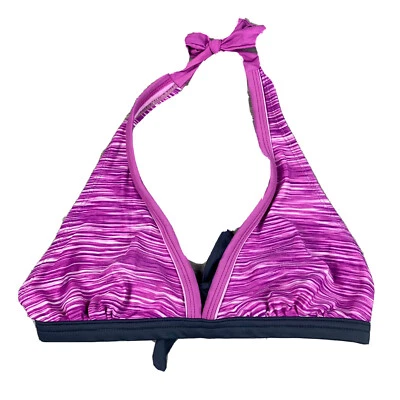 Top de natación de bikini Danskin para mujer talla mediana púrpura rosa gris corbata alrededor Foto 1 de 4