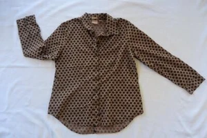 Size 1 CHICOS lightweight long sleeve Graphic cotton SHIRT button front collar - Picture 1 of 2