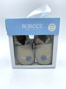 NEW Robeez 0 6 Months Dream Big Sports Taupe Crib Shoes Soft Sole