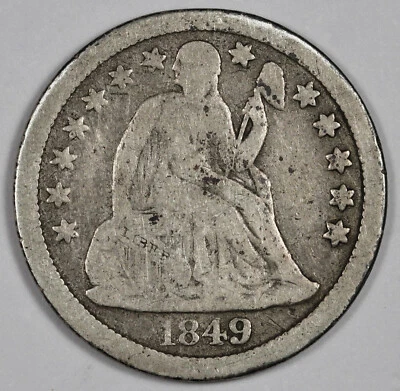 Moneda de diez centavos libertad sentada 1849.  En muy buen estado 189367 Foto 1 de 2