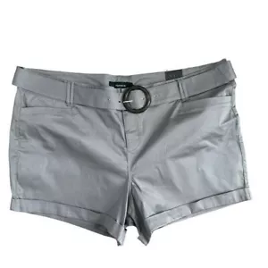Torrid Stretch Sateen Mid Rise Belted Gray Shorts Cuff Hem Womens Size 28 NEW - Picture 1 of 12