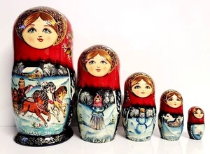 Matrioska da 5 pezzi (18cm) dipinto a mano - Imagen 1 de 3