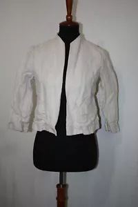 Lands' End Sz 4P Beige Linen Open Front Unlined Crop Jacket - Picture 1 of 7