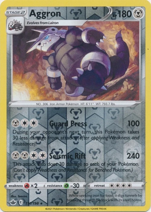 Reverse Holo Aggron 111/198 Chilling Reign Rare Pokemon TCG - Image 1 of 1