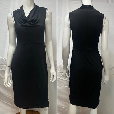 Vestido para mujer Donna Karan nuevo sin etiquetas 2 negro sin mangas drapeado jersey capucha cambio Foto 1 de 4